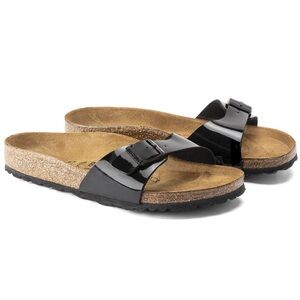 Birkenstock Madrid Black Single-Band Patent Sandals Size 7